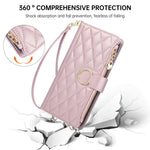 For Xiaomi Redmi K90 5G / Poco F8 Pro 5G Case Magnetic Ring Buckle Zipper Pocket Rhombic Leather Phone Cover with Wrist Strap