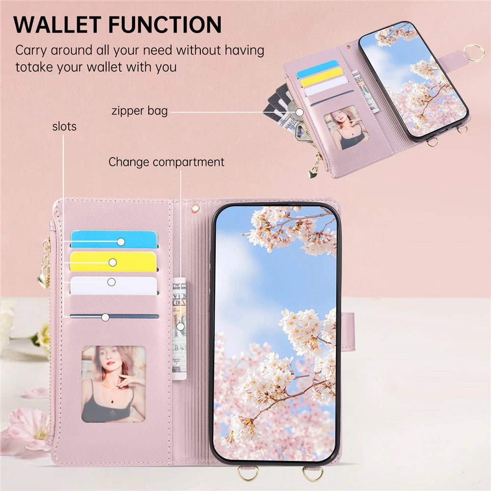 For Xiaomi Redmi K90 5G / Poco F8 Pro 5G Case Magnetic Ring Buckle Zipper Pocket Rhombic Leather Phone Cover with Wrist Strap