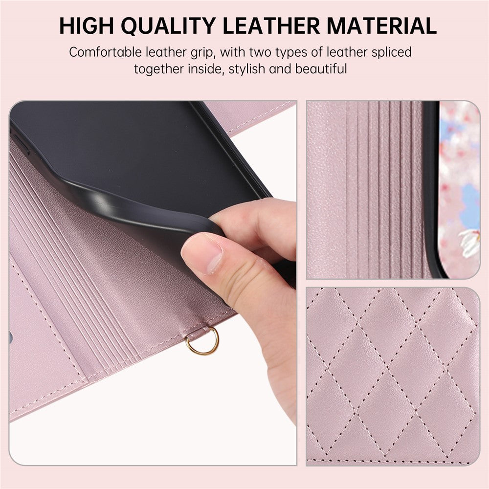 For Xiaomi Redmi K90 5G / Poco F8 Pro 5G Case Magnetic Ring Buckle Zipper Pocket Rhombic Leather Phone Cover with Wrist Strap