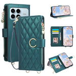 For Xiaomi Redmi K90 5G / Poco F8 Pro 5G Case Magnetic Ring Buckle Zipper Pocket Rhombic Leather Phone Cover with Wrist Strap