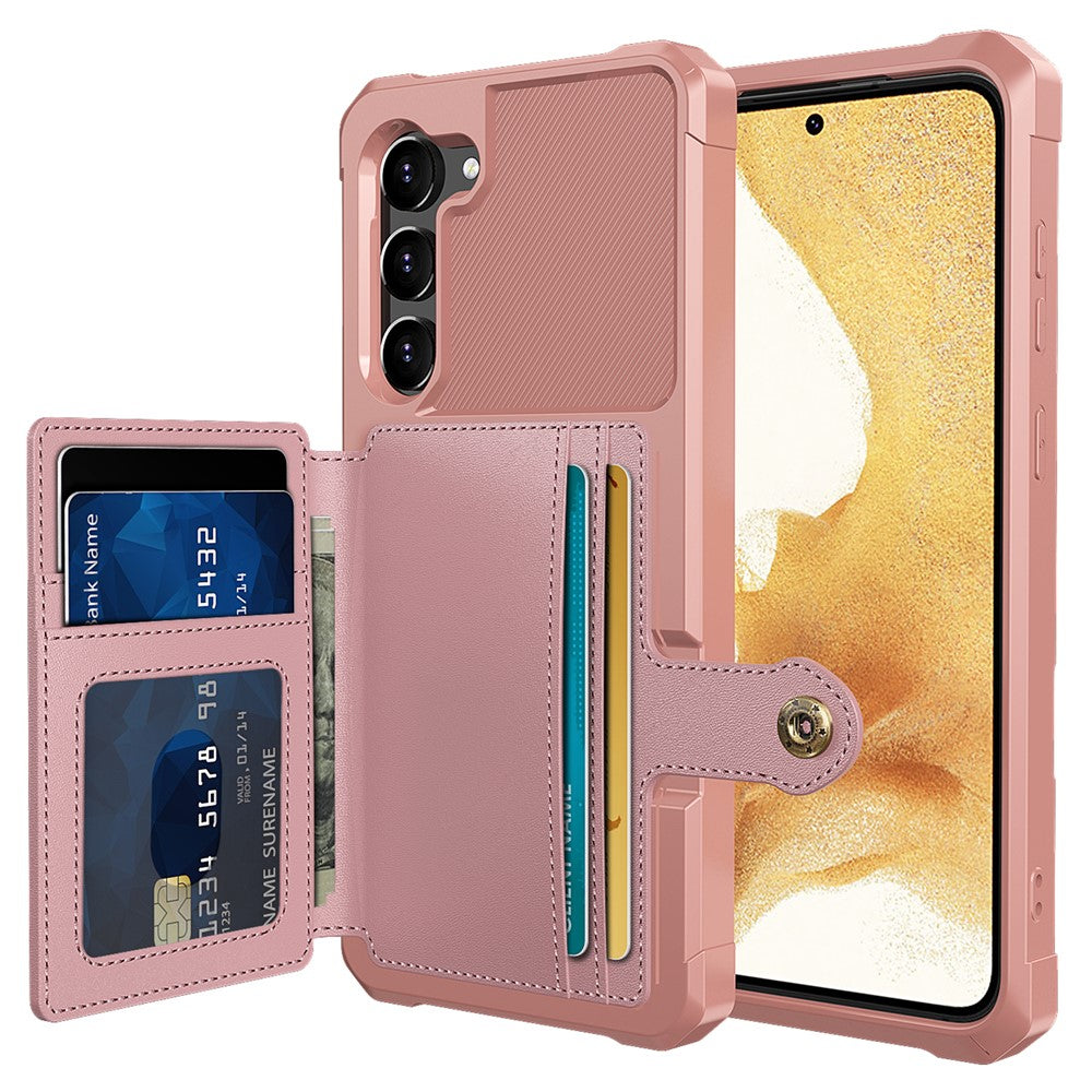 ZM03 til Samsung Galaxy S23+, TPU-cover belagt med PU-læder, stativ, kortholder, kortslot, magnetisk bilholder