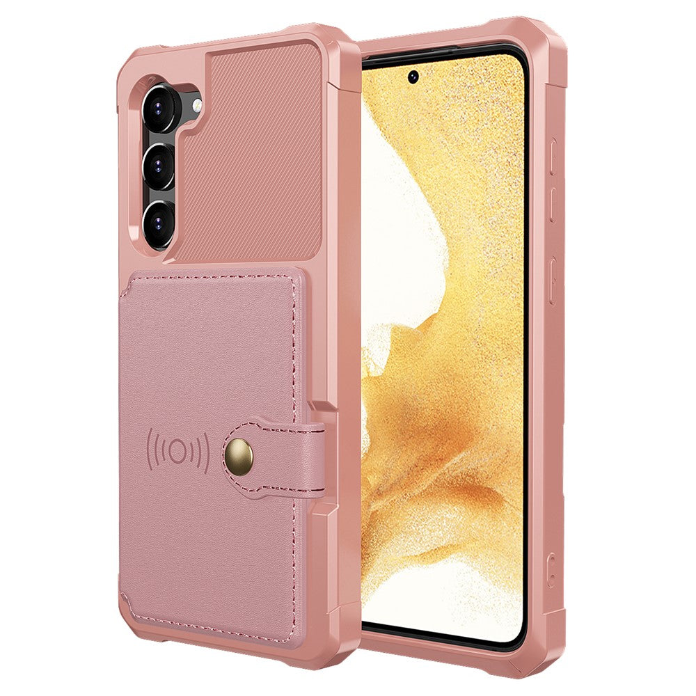 ZM03 til Samsung Galaxy S23+, TPU-cover belagt med PU-læder, stativ, kortholder, kortslot, magnetisk bilholder