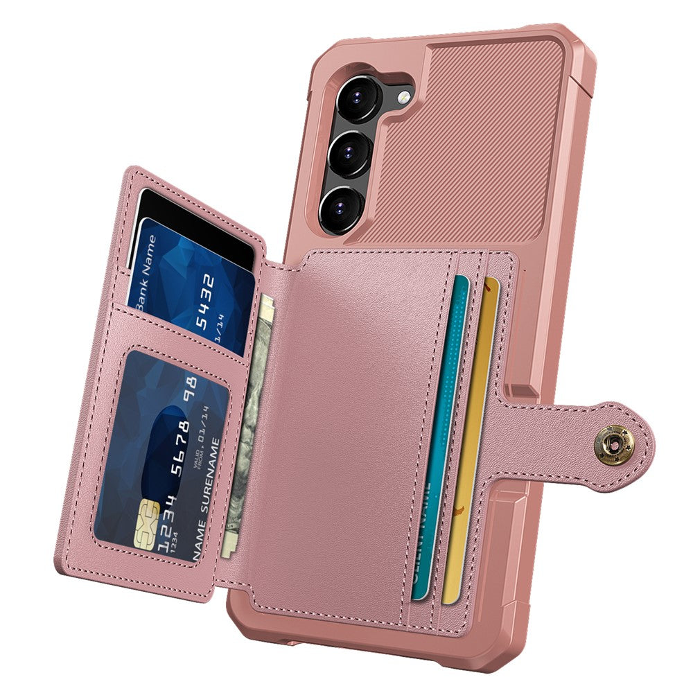ZM03 til Samsung Galaxy S23+, TPU-cover belagt med PU-læder, stativ, kortholder, kortslot, magnetisk bilholder