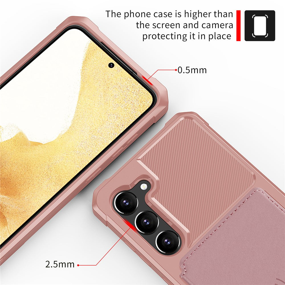 ZM03 til Samsung Galaxy S23+, TPU-cover belagt med PU-læder, stativ, kortholder, kortslot, magnetisk bilholder