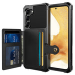 ZM03 til Samsung Galaxy S23+, TPU-cover belagt med PU-læder, stativ, kortholder, kortslot, magnetisk bilholder
