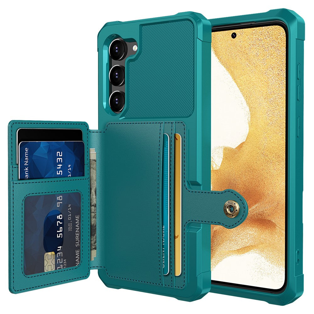 ZM03 til Samsung Galaxy S23+, TPU-cover belagt med PU-læder, stativ, kortholder, kortslot, magnetisk bilholder