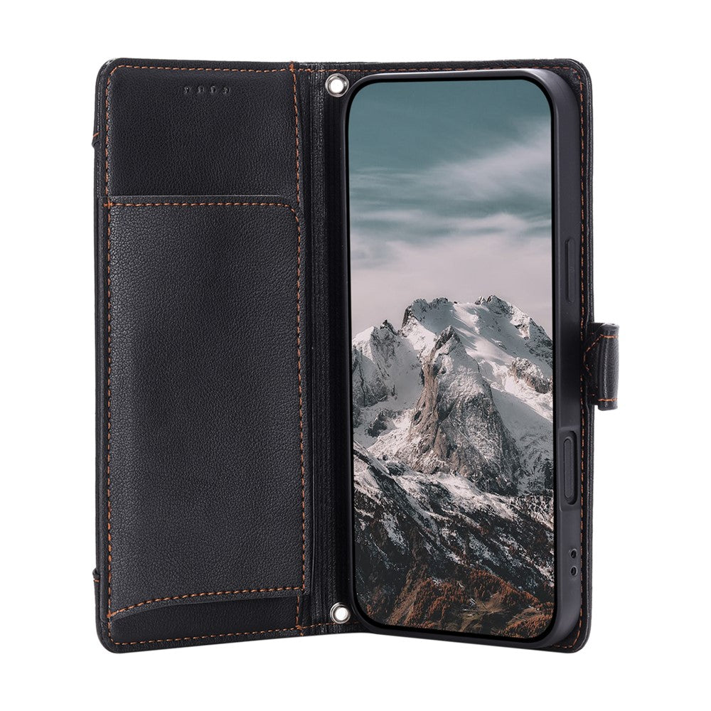 Wallet Case for Honor X60 Pro 5G  /  X9c 5G  /  Magic7 Lite 5G Litchi Texture Zipper Pocket Stand Leather Flip Phone Cover with Wrist Strap