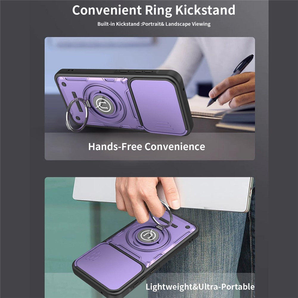 Skal för Samsung Galaxy S26 med glidande kameraskyddsring, stöd för PC + TPU-mobilskal