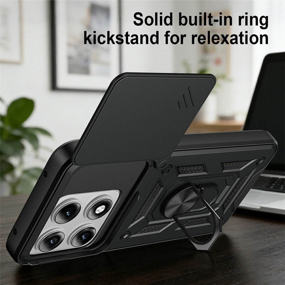 For Motorola Edge 70 Pro+ 5G / Edge 70 Pro 5G Case with Slide Camera Lid PC + TPU Kickstand Phone Cover