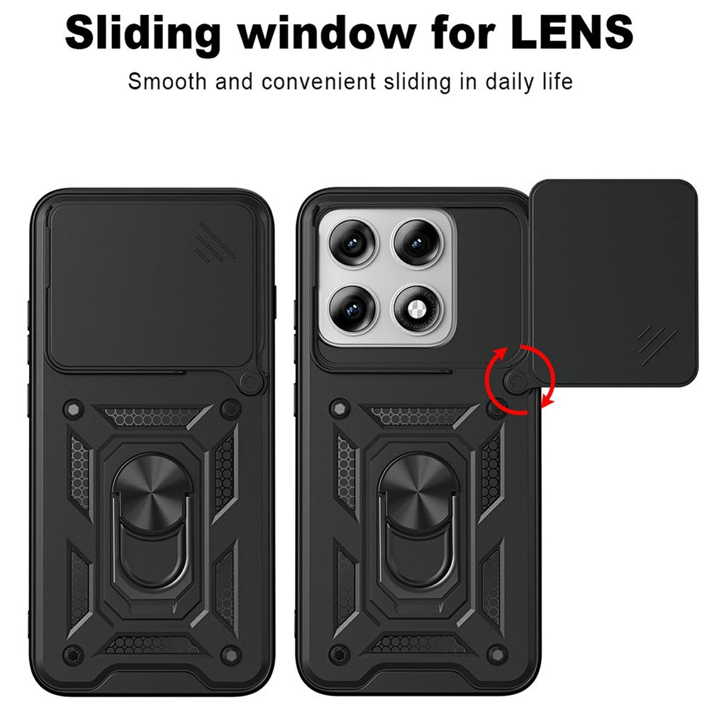 For Motorola Edge 70 Pro+ 5G / Edge 70 Pro 5G Case with Slide Camera Lid PC + TPU Kickstand Phone Cover