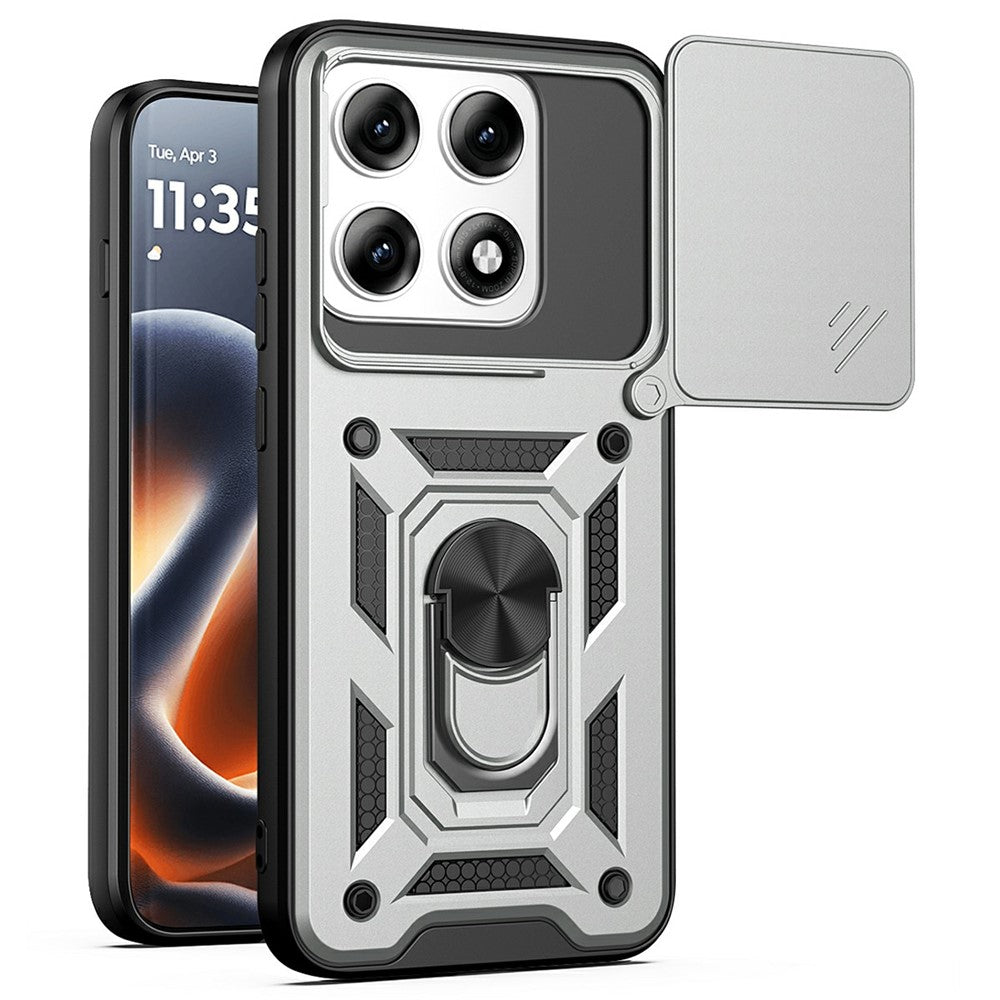 For Motorola Edge 70 Pro+ 5G / Edge 70 Pro 5G Case with Slide Camera Lid PC + TPU Kickstand Phone Cover