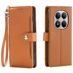 Wallet Case for Xiaomi Redmi Note 15 Pro 5G (Global) Litchi Texture Zipper Pocket Stand Leather Flip Phone Cover with Wrist Strap