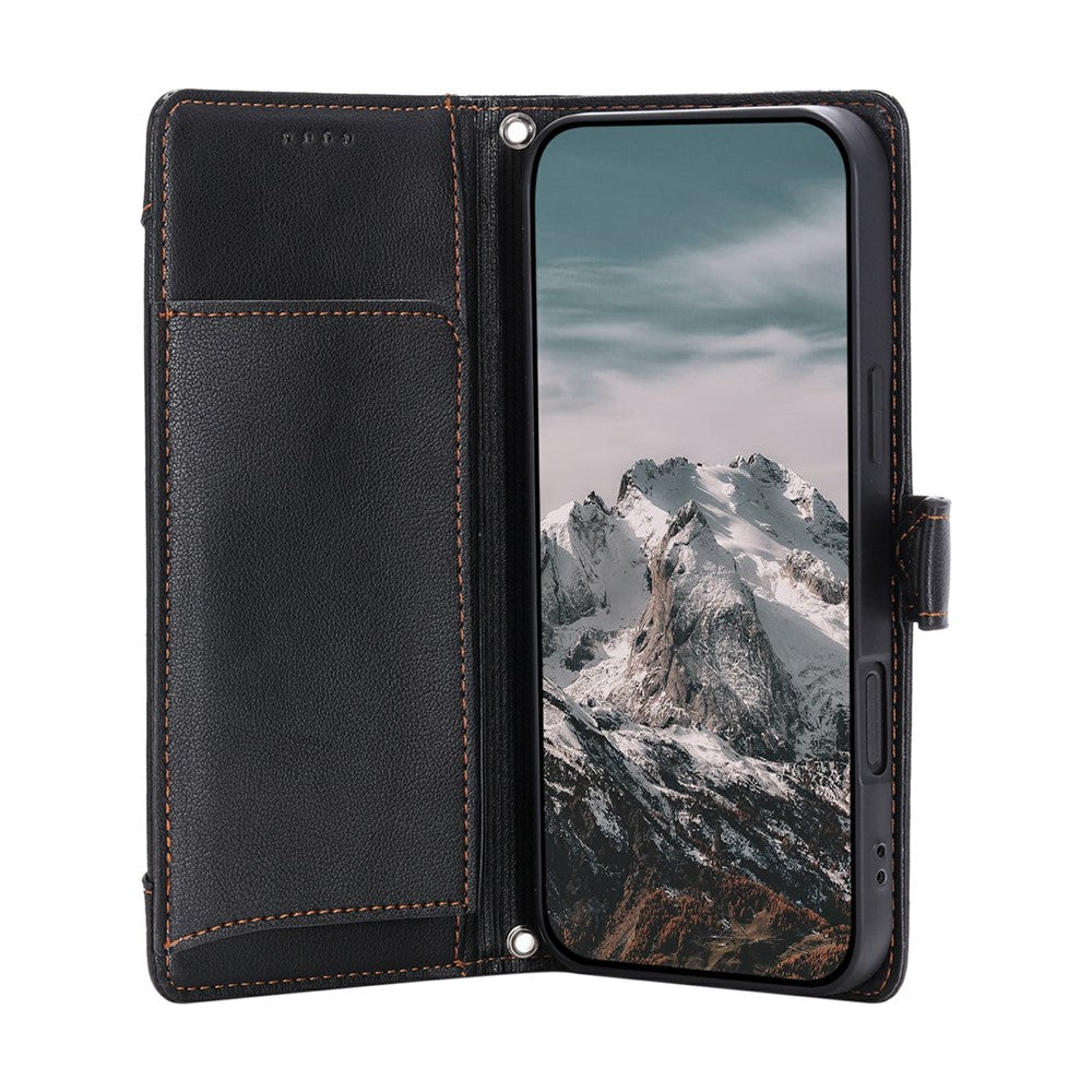 Wallet Case for Xiaomi Redmi Note 15 5G (Global)  /  15 4G (Global)  /  Poco M8 5G Litchi Texture Zipper Pocket Stand Leather Flip Phone Cover with Wrist Strap