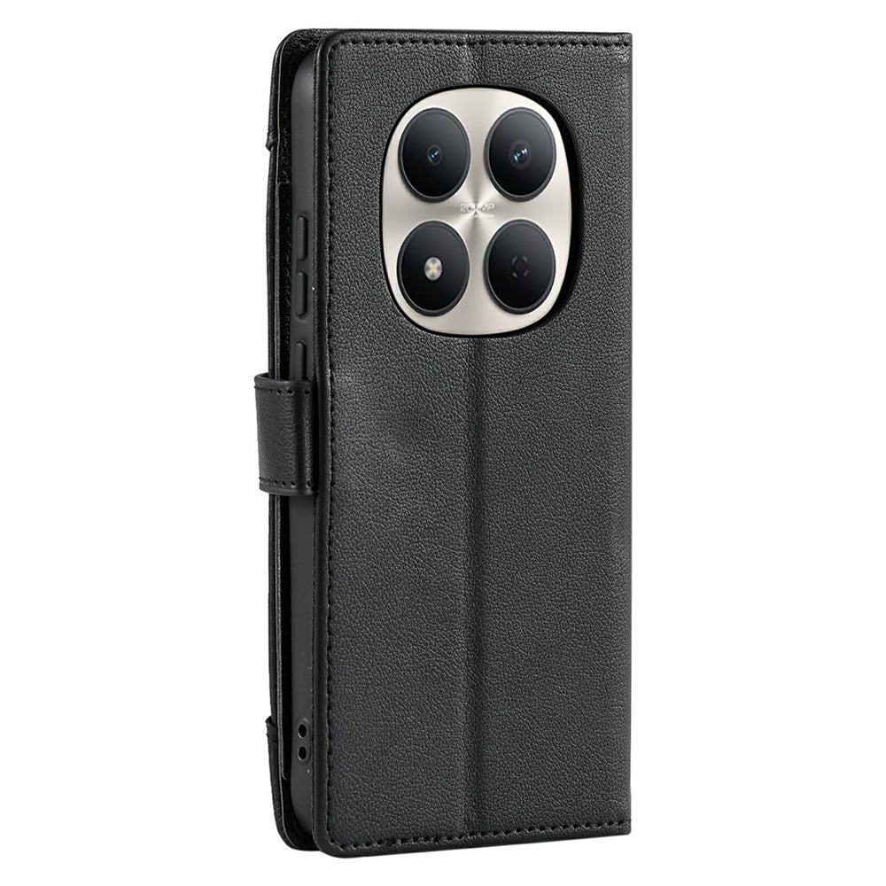 Wallet Case for Xiaomi Redmi Note 14 Pro 5G  /  14 Pro+ 5G  /  Poco X7 5G Litchi Texture Zipper Pocket Stand Leather Flip Phone Cover with Wrist Strap