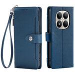 Wallet Case for Xiaomi Redmi Note 14 Pro 5G  /  14 Pro+ 5G  /  Poco X7 5G Litchi Texture Zipper Pocket Stand Leather Flip Phone Cover with Wrist Strap