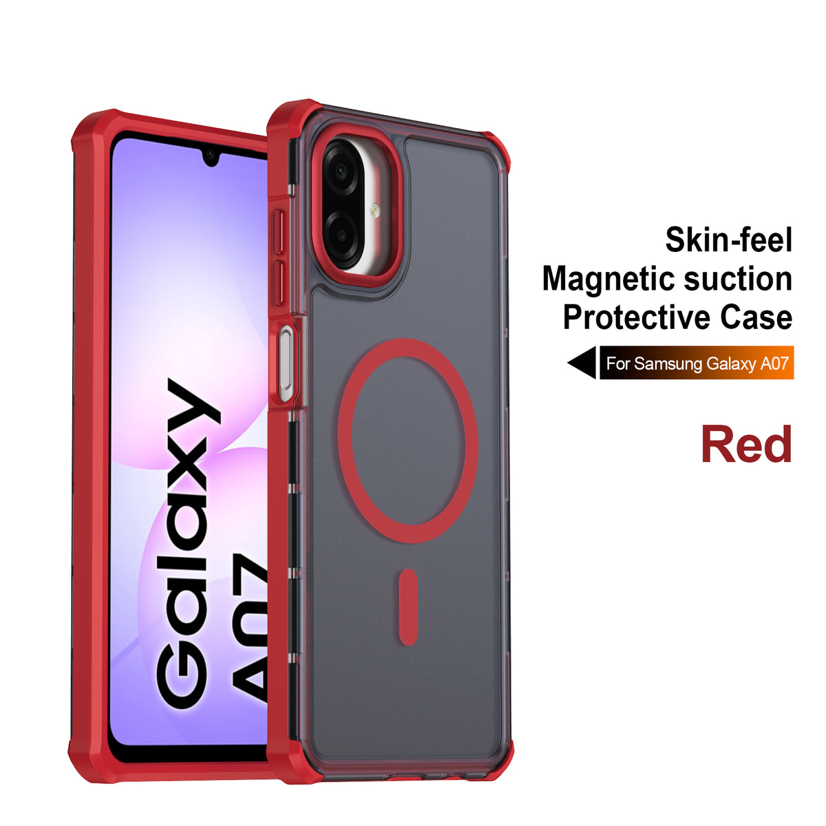 Samsung Galaxy A07 5G / Galaxy A06 4G / Galaxy A06 5G / Galaxy A07 4G / A07s 4G-magnetcover med galvaniseret ramme og skin-touch TPU + PC-mobilcover