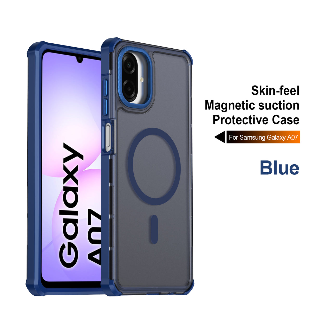 Samsung Galaxy A07 5G / Galaxy A06 4G / Galaxy A06 5G / Galaxy A07 4G / A07s 4G-magnetcover med galvaniseret ramme og skin-touch TPU + PC-mobilcover