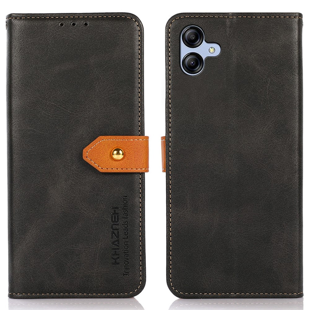 KHAZNEH För Samsung Galaxy A04e 4G / F04 4G / M04 4G Reptåligt Kohudtextur mobilskal PU-läder Guldspänne Folio Flip Plånboksfodral