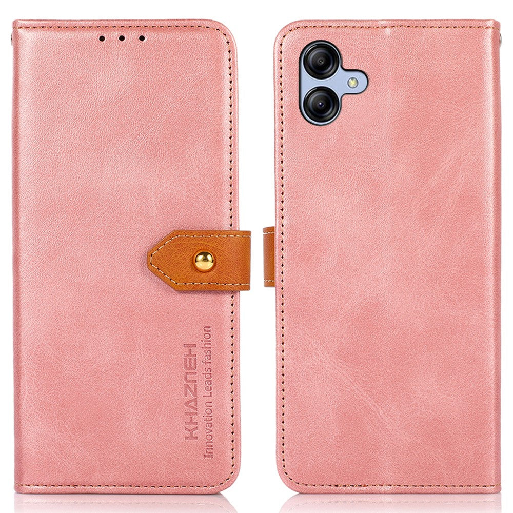 KHAZNEH För Samsung Galaxy A04e 4G / F04 4G / M04 4G Reptåligt Kohudtextur mobilskal PU-läder Guldspänne Folio Flip Plånboksfodral