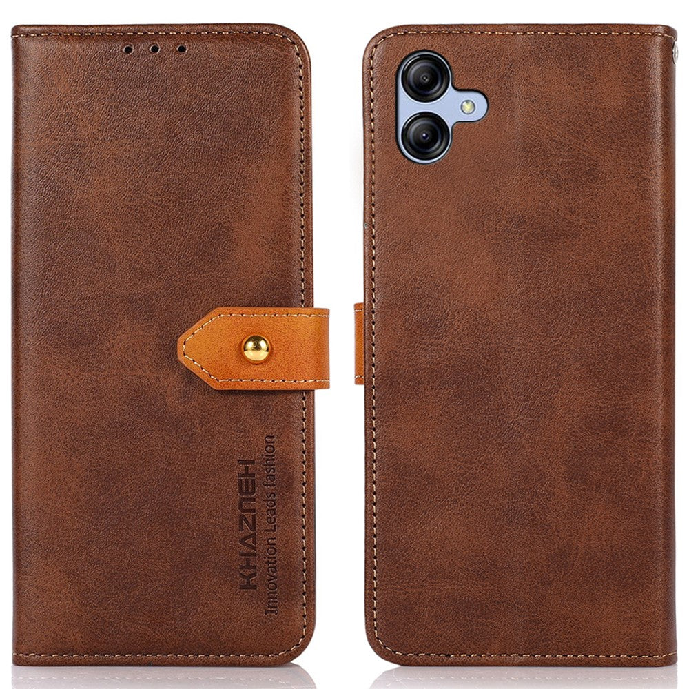 KHAZNEH För Samsung Galaxy A04e 4G / F04 4G / M04 4G Reptåligt Kohudtextur mobilskal PU-läder Guldspänne Folio Flip Plånboksfodral