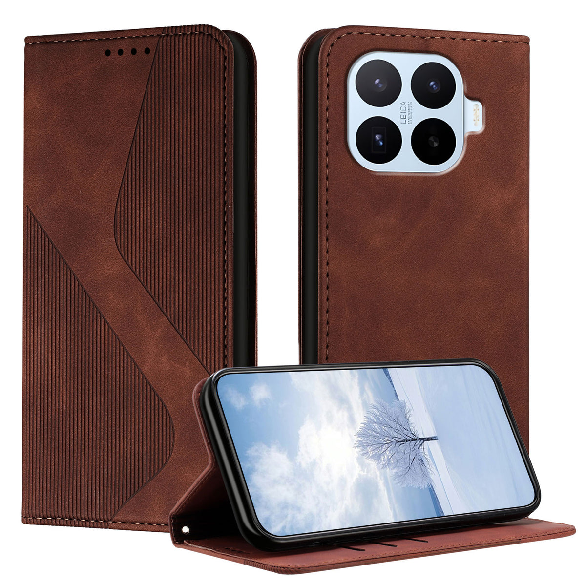 For Xiaomi 17T Pro Phone Cover Skin-touch Feel Leather Wallet Case with Stand