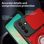 Telefoncover til Samsung Galaxy A16 4G / A16 5G / M16 5G / F16 5G Ring Kickstand PC + TPU Shell med skydende kameralåg