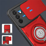 Telefoncover til Samsung Galaxy A16 4G / A16 5G / M16 5G / F16 5G Ring Kickstand PC + TPU Shell med skydende kameralåg