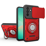 Telefoncover til Samsung Galaxy A16 4G / A16 5G / M16 5G / F16 5G Ring Kickstand PC + TPU Shell med skydende kameralåg