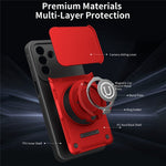Telefoncover til Samsung Galaxy A16 4G / A16 5G / M16 5G / F16 5G Ring Kickstand PC + TPU Shell med skydende kameralåg