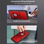 Telefoncover til Samsung Galaxy A16 4G / A16 5G / M16 5G / F16 5G Ring Kickstand PC + TPU Shell med skydende kameralåg