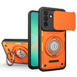 Telefoncover til Samsung Galaxy A16 4G / A16 5G / M16 5G / F16 5G Ring Kickstand PC + TPU Shell med skydende kameralåg