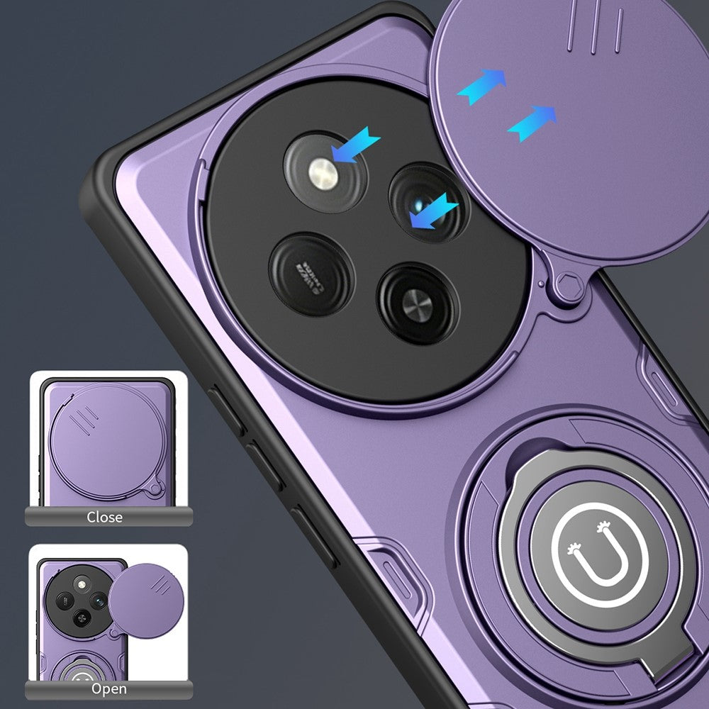 Phone Case For Honor Magic7 Lite 5G / X60 Pro 5G / X9c 5G Ring Kickstand PC + TPU Shell with Slide Camera Cover