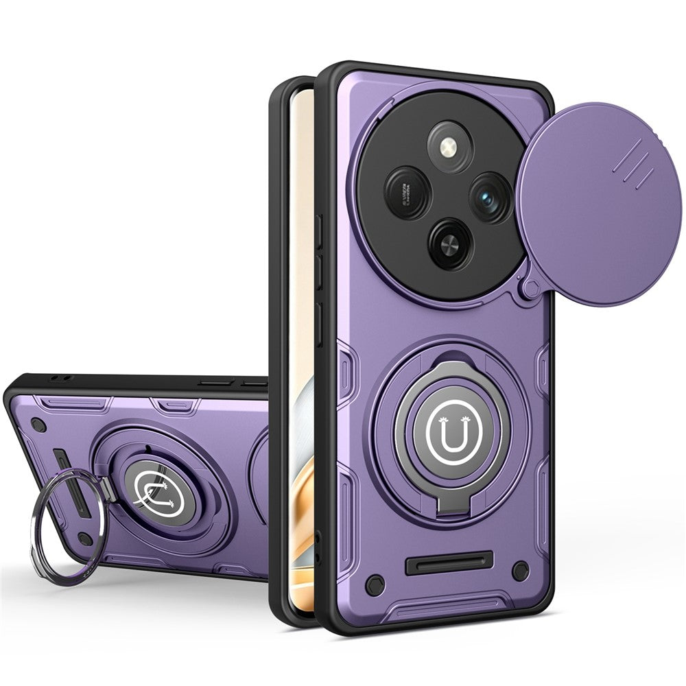 Phone Case For Honor Magic7 Lite 5G / X60 Pro 5G / X9c 5G Ring Kickstand PC + TPU Shell with Slide Camera Cover