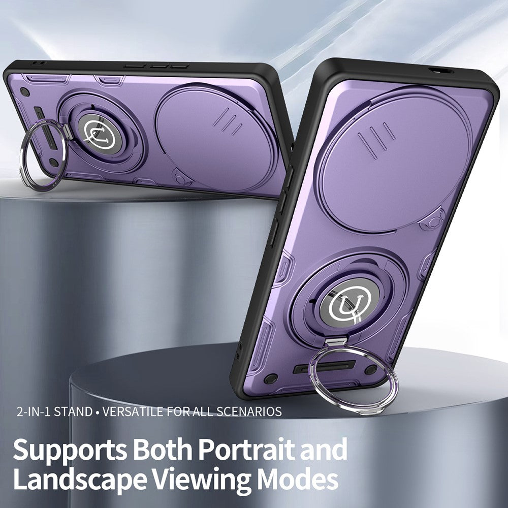 Phone Case For Honor Magic7 Lite 5G / X60 Pro 5G / X9c 5G Ring Kickstand PC + TPU Shell with Slide Camera Cover
