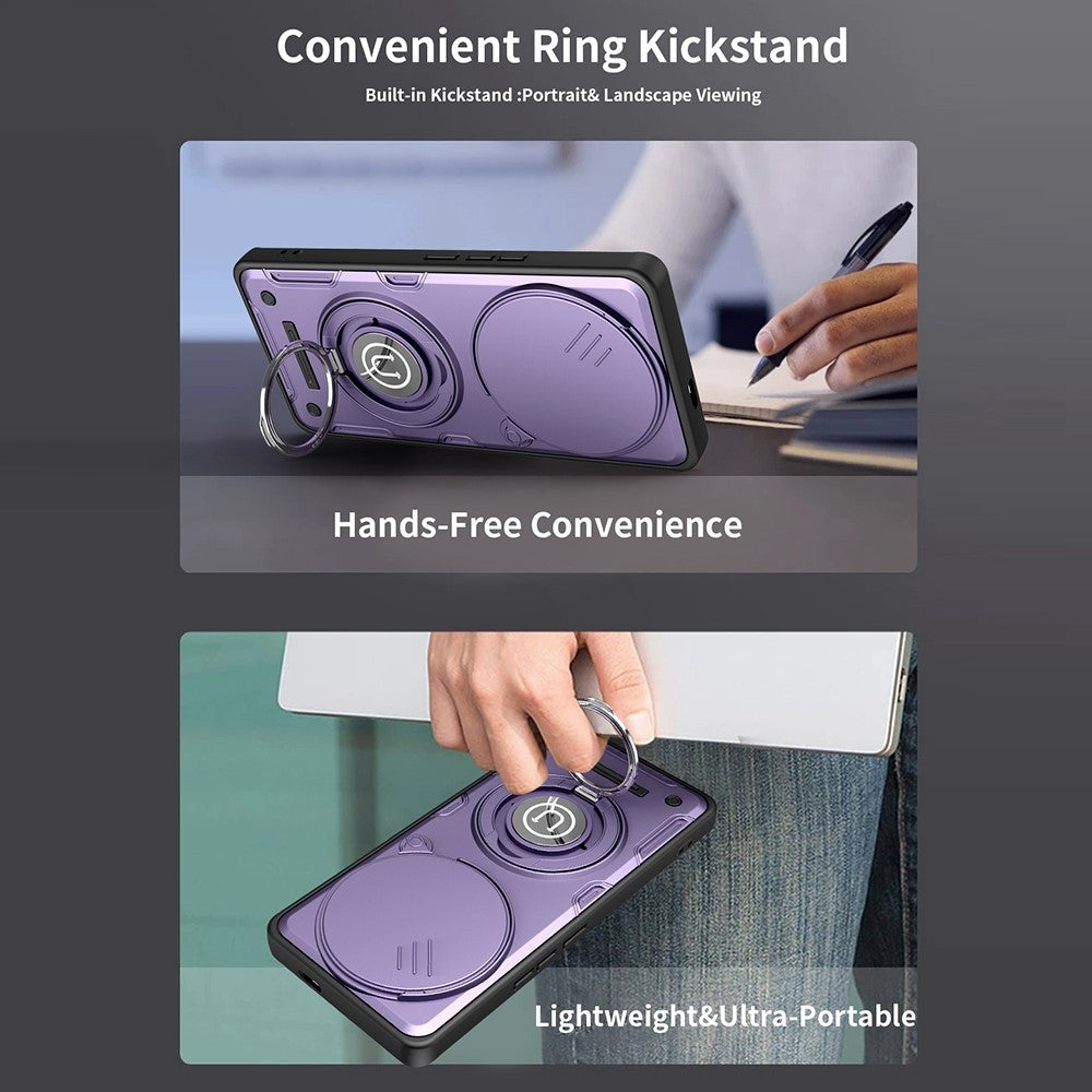 Phone Case For Honor Magic7 Lite 5G / X60 Pro 5G / X9c 5G Ring Kickstand PC + TPU Shell with Slide Camera Cover