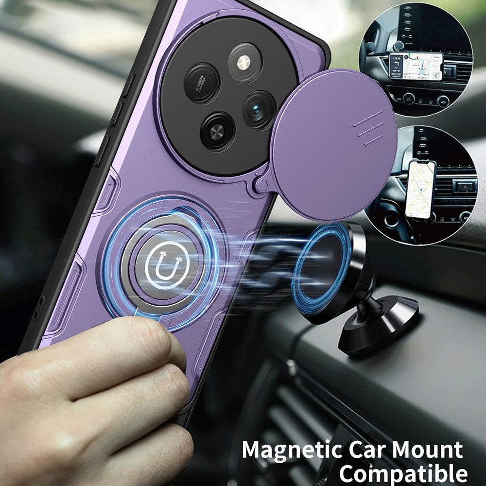 Phone Case For Honor Magic7 Lite 5G / X60 Pro 5G / X9c 5G Ring Kickstand PC + TPU Shell with Slide Camera Cover