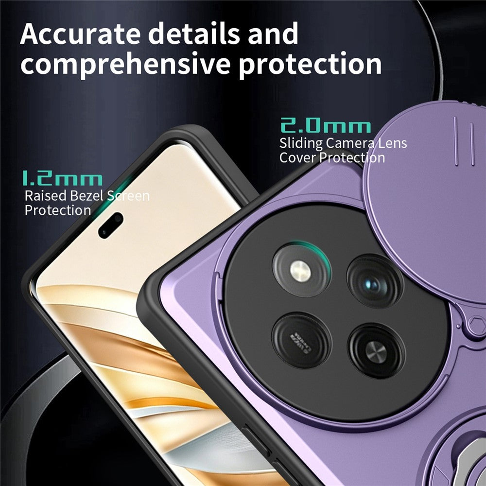 Phone Case For Honor Magic7 Lite 5G / X60 Pro 5G / X9c 5G Ring Kickstand PC + TPU Shell with Slide Camera Cover