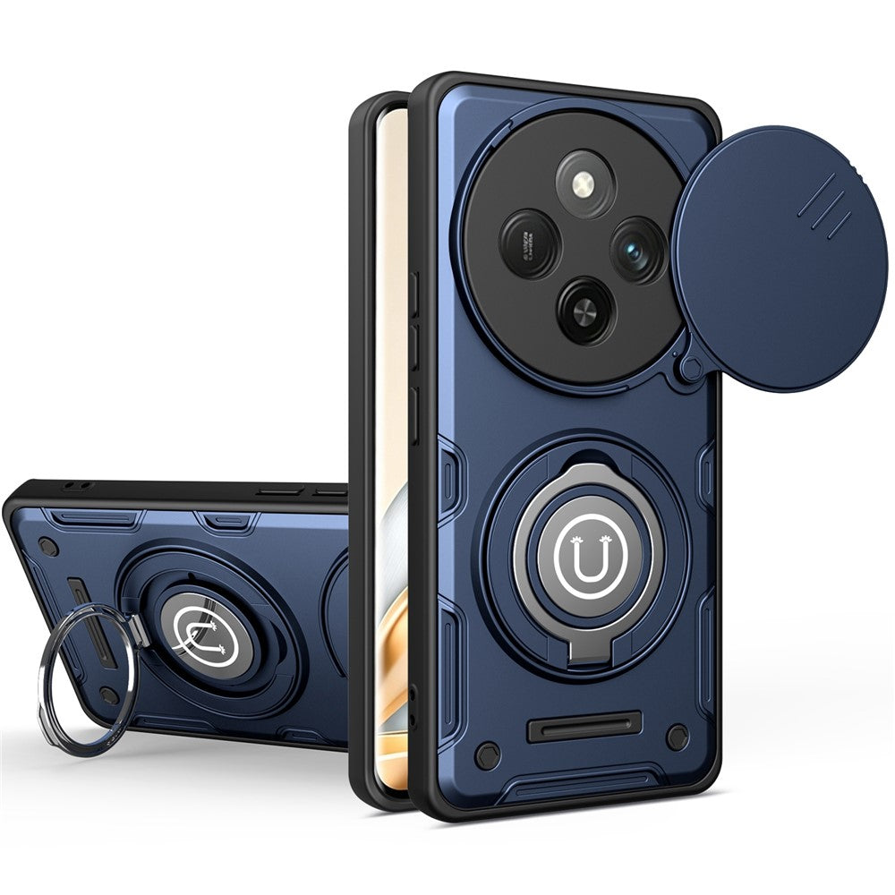 Phone Case For Honor Magic7 Lite 5G / X60 Pro 5G / X9c 5G Ring Kickstand PC + TPU Shell with Slide Camera Cover