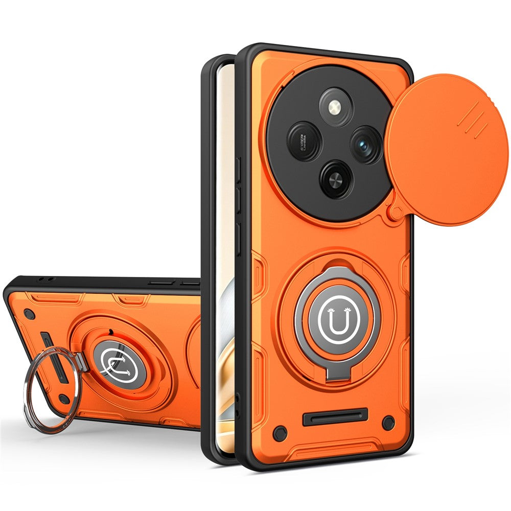 Phone Case For Honor Magic7 Lite 5G / X60 Pro 5G / X9c 5G Ring Kickstand PC + TPU Shell with Slide Camera Cover