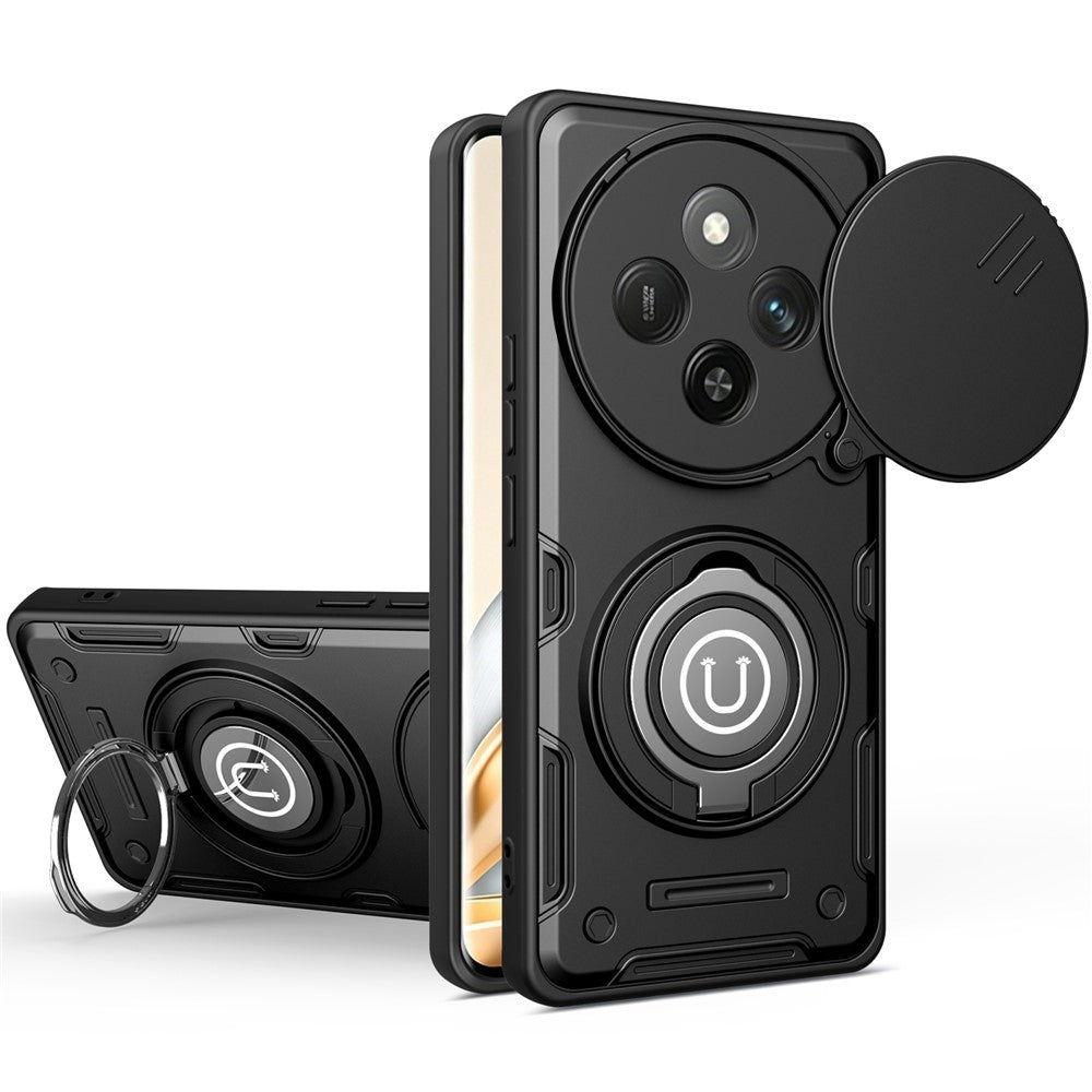 Phone Case For Honor Magic7 Lite 5G / X60 Pro 5G / X9c 5G Ring Kickstand PC + TPU Shell with Slide Camera Cover