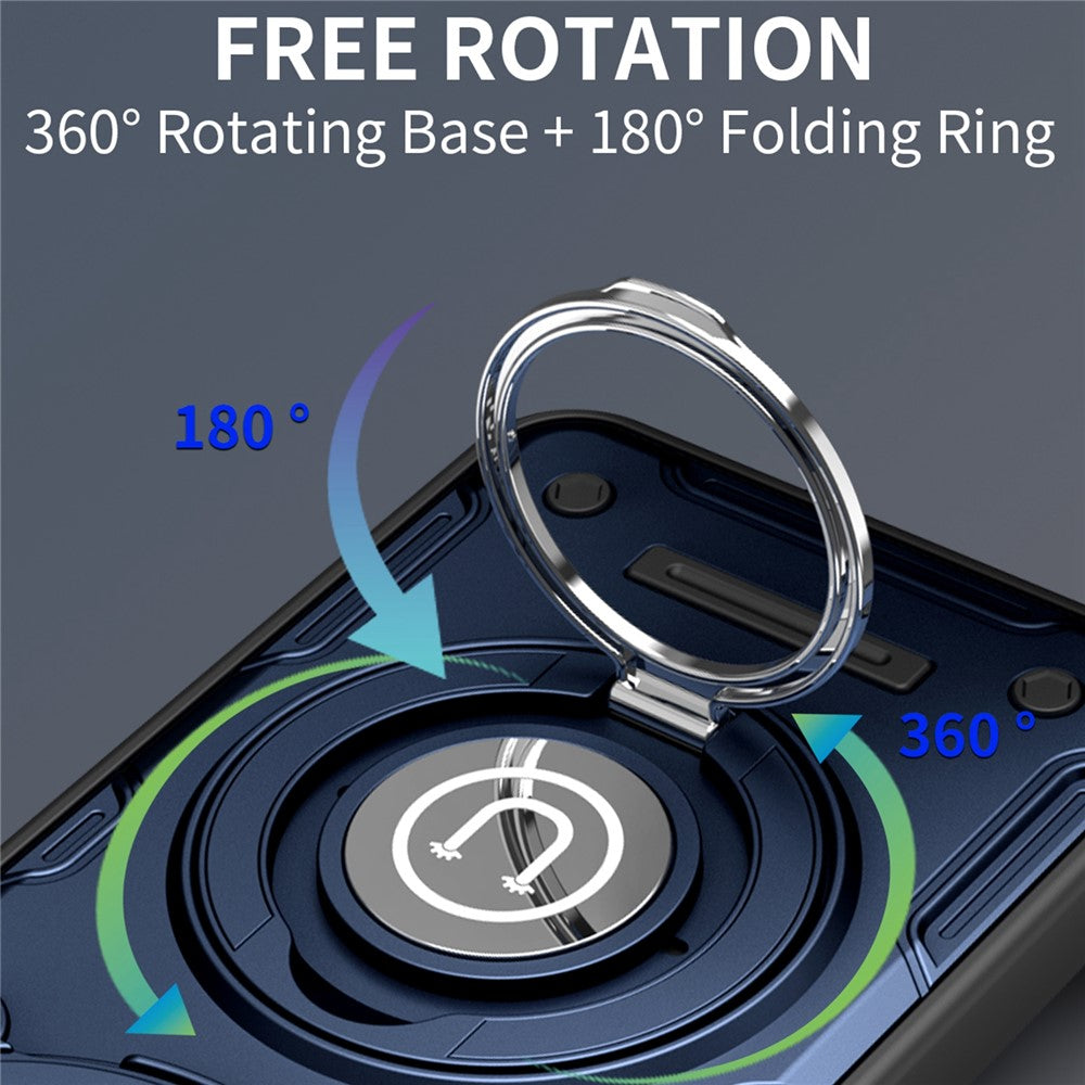 Phone Case For Honor X70 5G / X9d 5G / Magic8 Lite 5G Ring Kickstand PC + TPU Shell with Slide Camera Cover