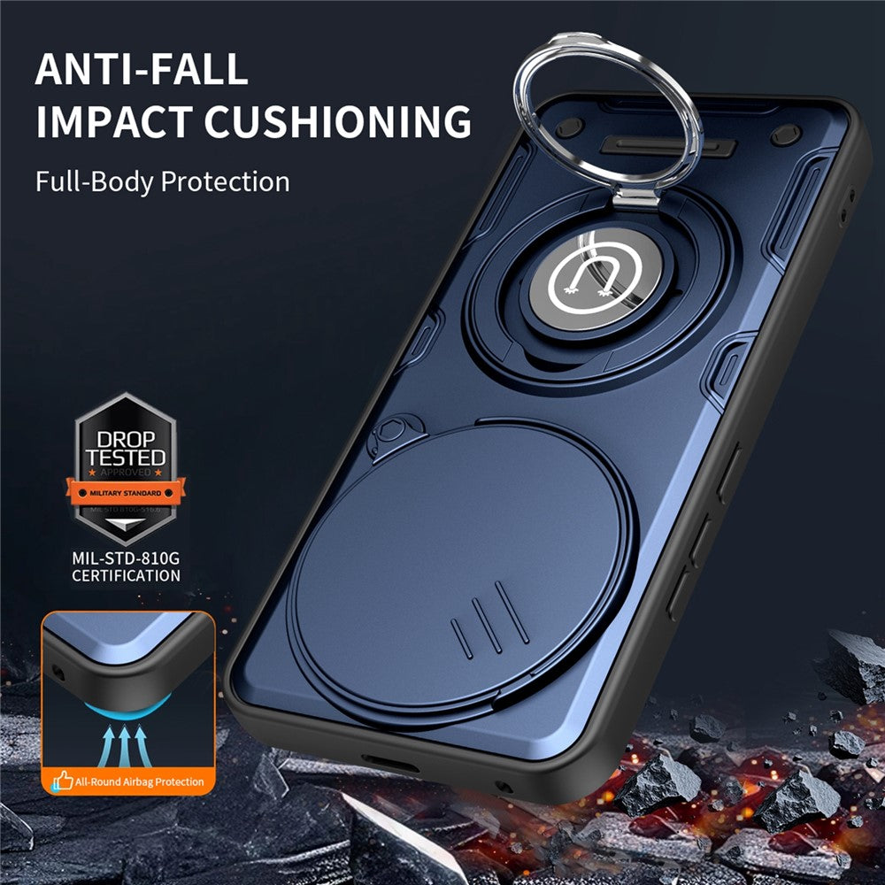 Phone Case For Honor X70 5G / X9d 5G / Magic8 Lite 5G Ring Kickstand PC + TPU Shell with Slide Camera Cover