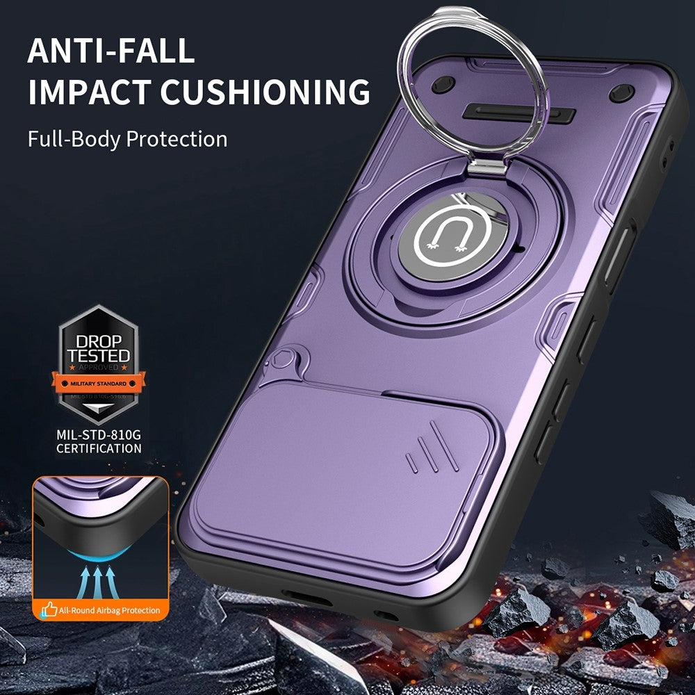 For Honor 500 5G / 500 Pro 5G cover med ringstativ og skydbart kameralåg i PC + TPU
