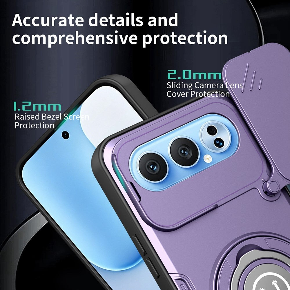 For Honor 500 5G / 500 Pro 5G Case with Slide Camera Cover Ring Kickstand PC + TPU Phone Shell