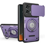 Phone Case For Motorola Moto G85 5G / G96 5G / S50 Neo 5G Ring Kickstand PC + TPU Shell with Slide Camera Cover