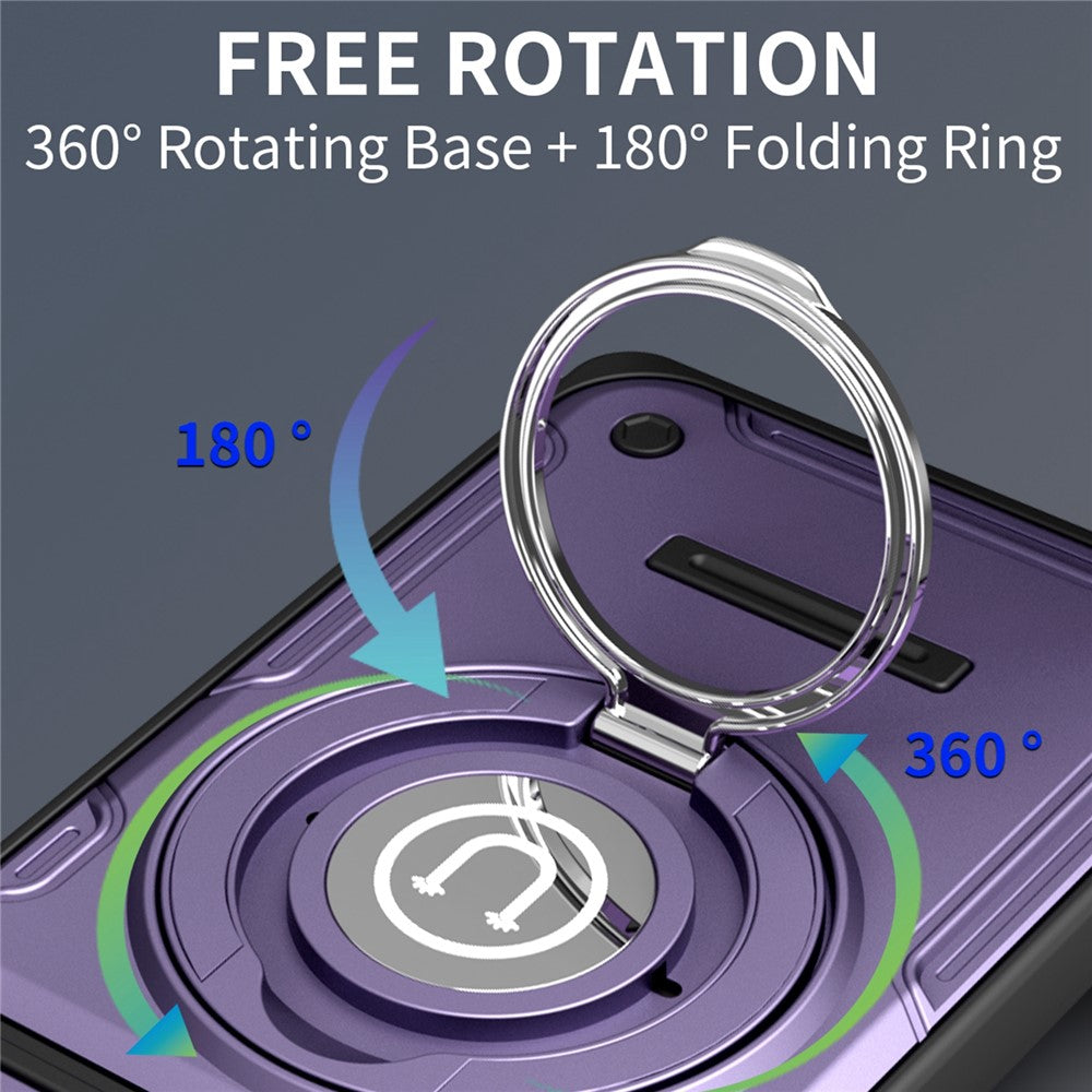Phone Case For Motorola Moto G85 5G / G96 5G / S50 Neo 5G Ring Kickstand PC + TPU Shell with Slide Camera Cover