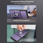 Phone Case For Motorola Moto G85 5G / G96 5G / S50 Neo 5G Ring Kickstand PC + TPU Shell with Slide Camera Cover