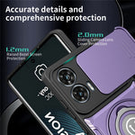 Phone Case For Motorola Moto G85 5G / G96 5G / S50 Neo 5G Ring Kickstand PC + TPU Shell with Slide Camera Cover