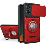 Phone Case For Motorola Moto G85 5G / G96 5G / S50 Neo 5G Ring Kickstand PC + TPU Shell with Slide Camera Cover