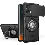 Phone Case For Motorola Moto G85 5G / G96 5G / S50 Neo 5G Ring Kickstand PC + TPU Shell with Slide Camera Cover